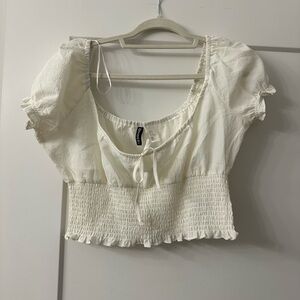 H&M Cream Puff Sleeve Smocked Blouse